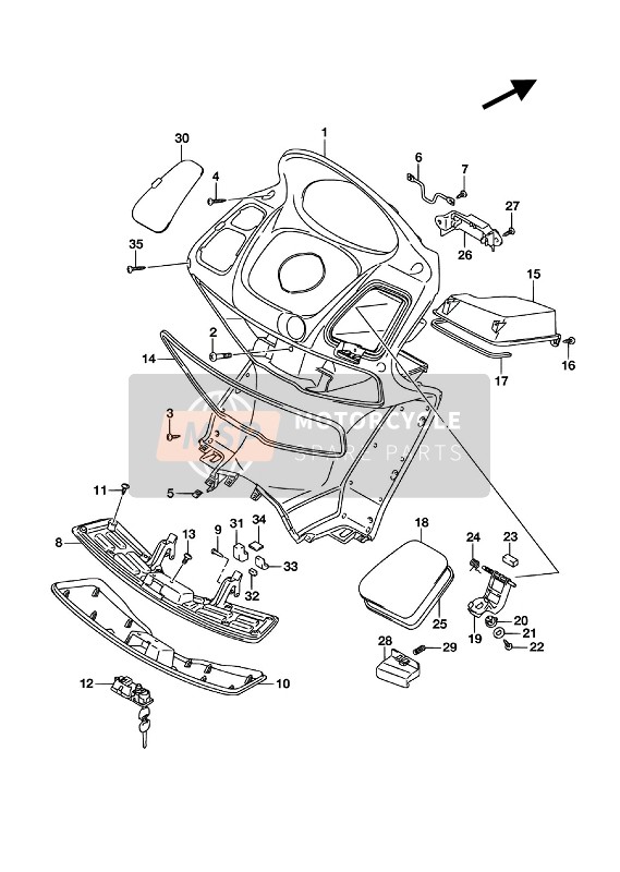 Suzuki UH125A BURGMAN 2016 Boîte avant pour un 2016 Suzuki UH125A BURGMAN